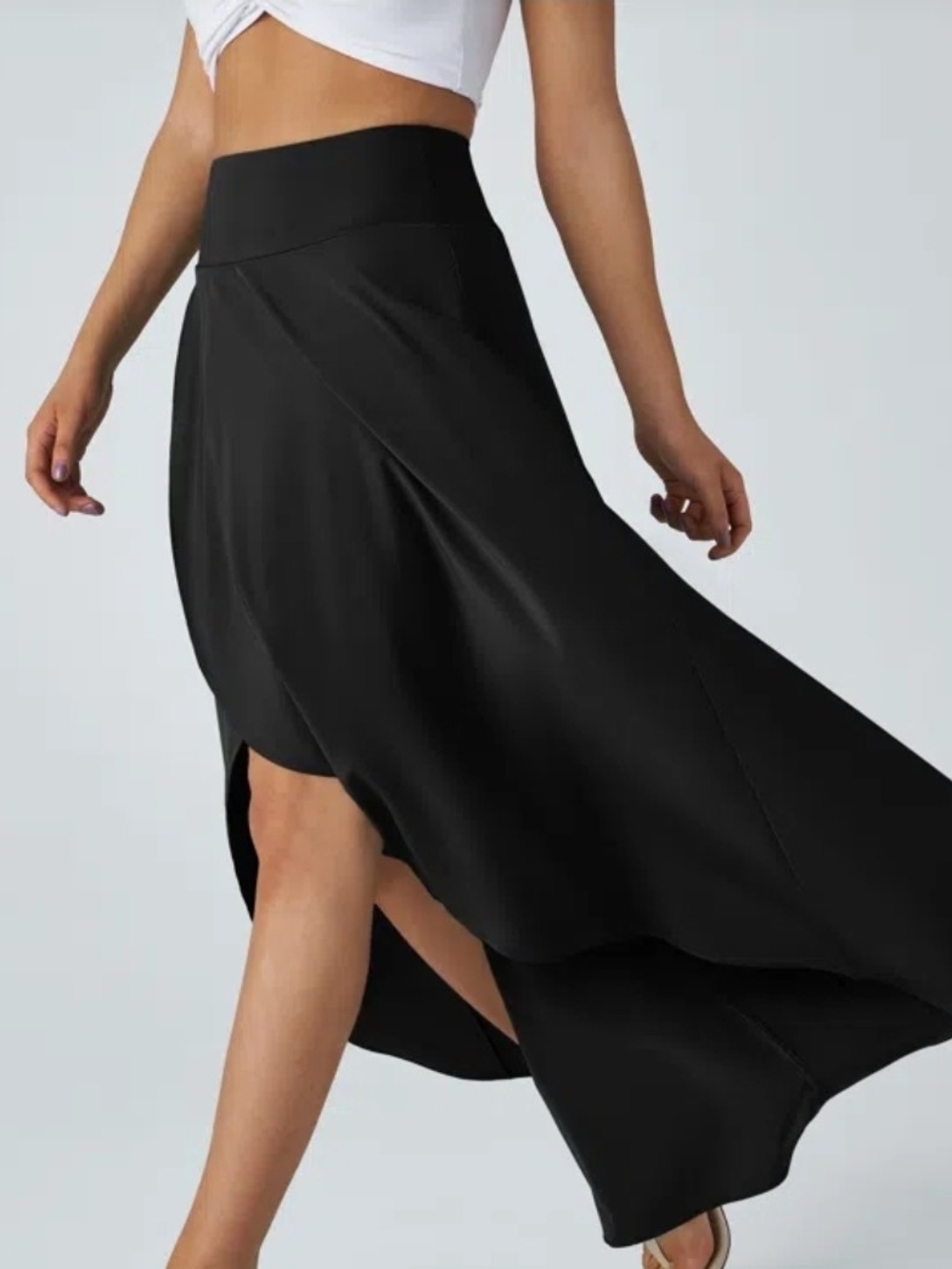 Halara Breezeful High Waisted High Low Ruffle 2-in-1 Flowy Quick Dry Skirt